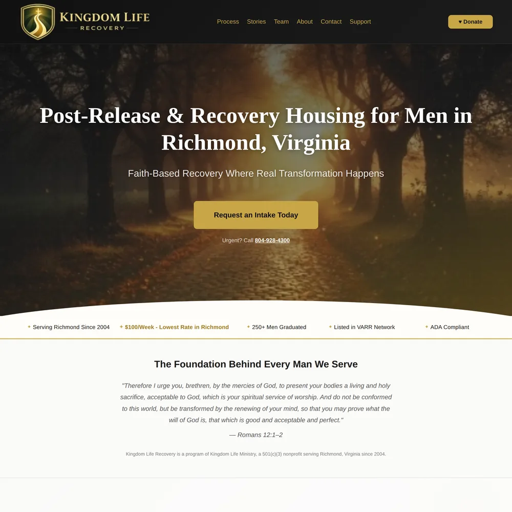 Kingdom Life Recovery website preview